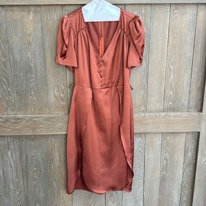 VESTIQUE Rust Silk Wedding Guest Cocktail Dress - Size Medium